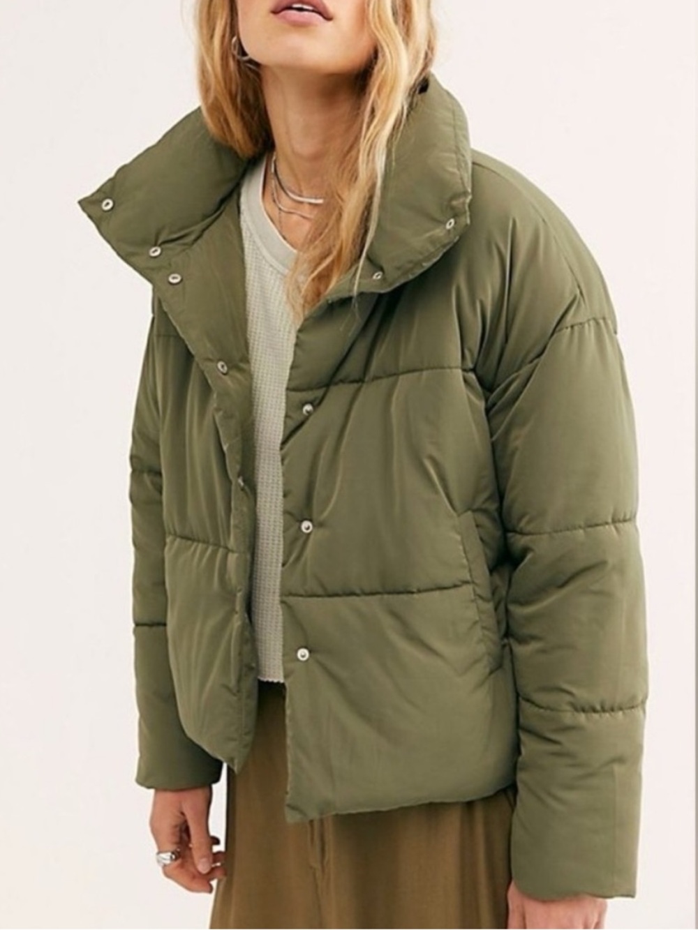 Free People Weekend Puffer in Olive- Size M